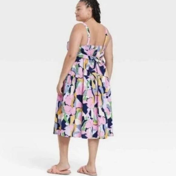 Ava & Viv Sleeveless Tie Back Tiered Floral Print Dress 3X NEW - Picture 2 of 6